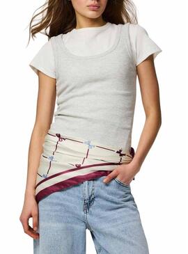 Lenço Pieces Bambi bege e granada para mulher