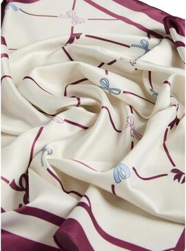 Lenço Pieces Bambi bege e granada para mulher