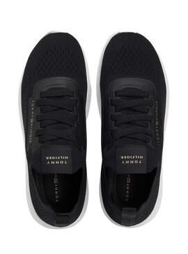 Sapatilhas Tommy Hilfiger Knit Extralight preto para mulher.
