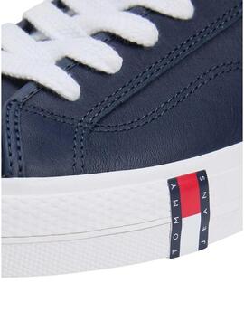 Sapatilhas de couro Tommy Jeans Archive com logo marinho para homem.