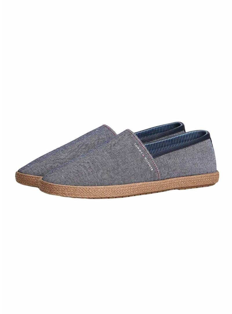 Alpargatas Tommy Hilfiger em chambray marinho para homem.