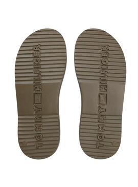 Chinelos Tommy Hilfiger Light ajustáveis com fivelas verdes para homens.