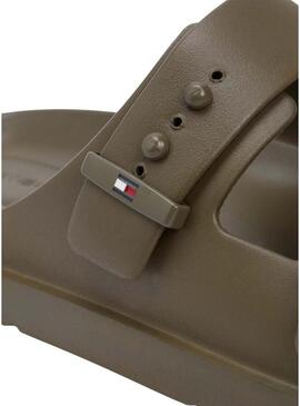 Chinelos Tommy Hilfiger Light ajustáveis com fivelas verdes para homens.