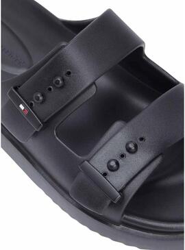 Chinelos Tommy Hilfiger Light ajustáveis com fivelas pretas para homem.