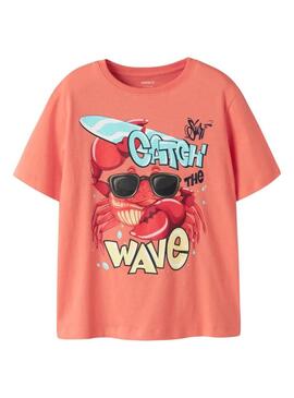Camiseta Name It Fane laranja para menino.