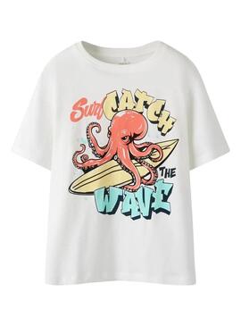 Camiseta Name It Fane branca para menino.