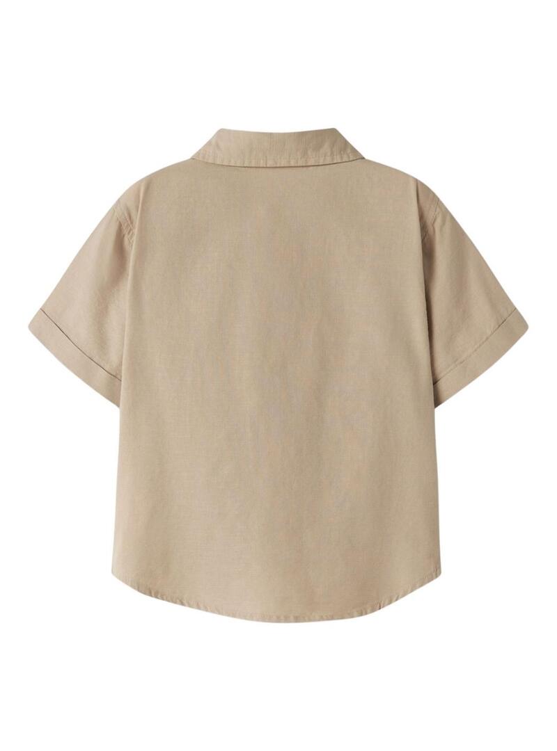 Camisa Name It Filip camelo para menino.