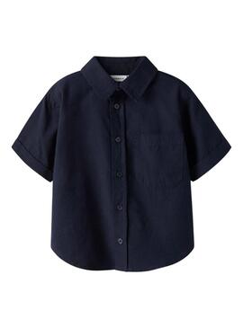 Camisa Name It Filip azul marinho para menino.