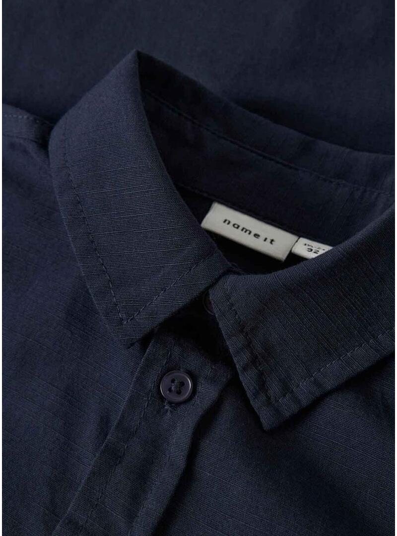 Camisa Name It Filip azul marinho para menino.