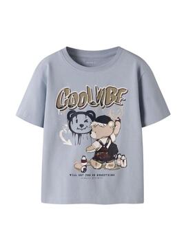 Camiseta Name It Digro azul para menino