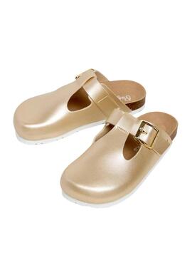 Tamancos Pepe Jeans Oban Great dourado para menina