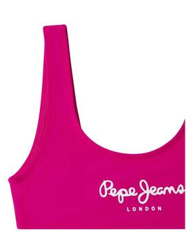Biquíni Pepe Jeans com estampa do logo rosa para menina.