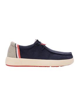 Sapatos Walkin Pitas Cana azul marinho para homens.