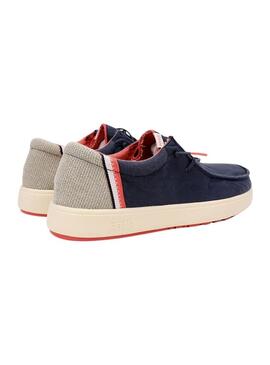 Sapatos Walkin Pitas Cana azul marinho para homens.