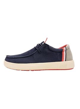 Sapatos Walkin Pitas Cana azul marinho para homens.