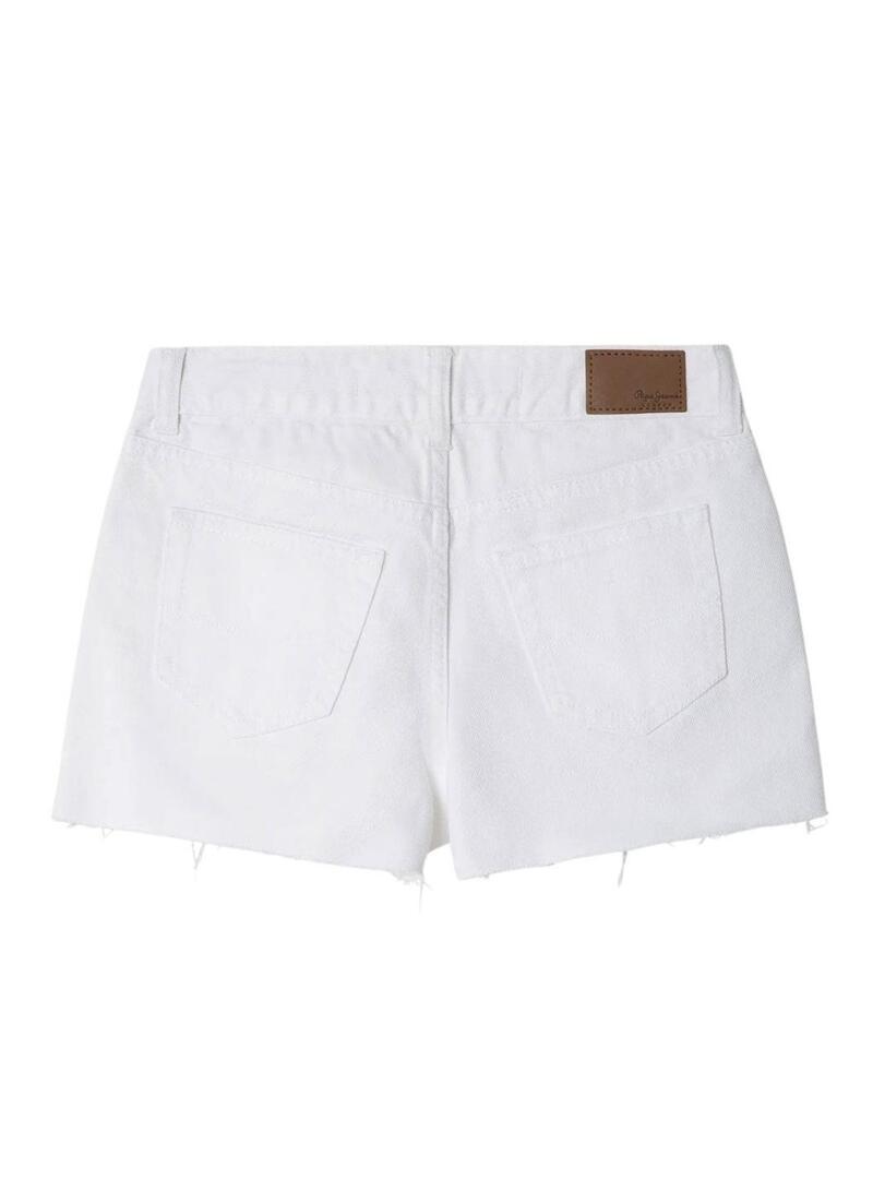Shorts de ganga Pepe Jeans A-Line branco para menina.