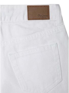Shorts de ganga Pepe Jeans A-Line branco para menina.