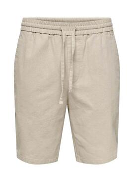 Bermudas Only and Sons Linus bege para homem.