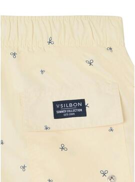 Calção de banho Silbon amarelo com raquetes para homem.