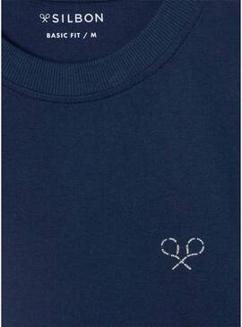 Camiseta Silbon Lettering azul marinho para homem.