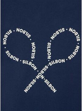 Camiseta Silbon Lettering azul marinho para homem.