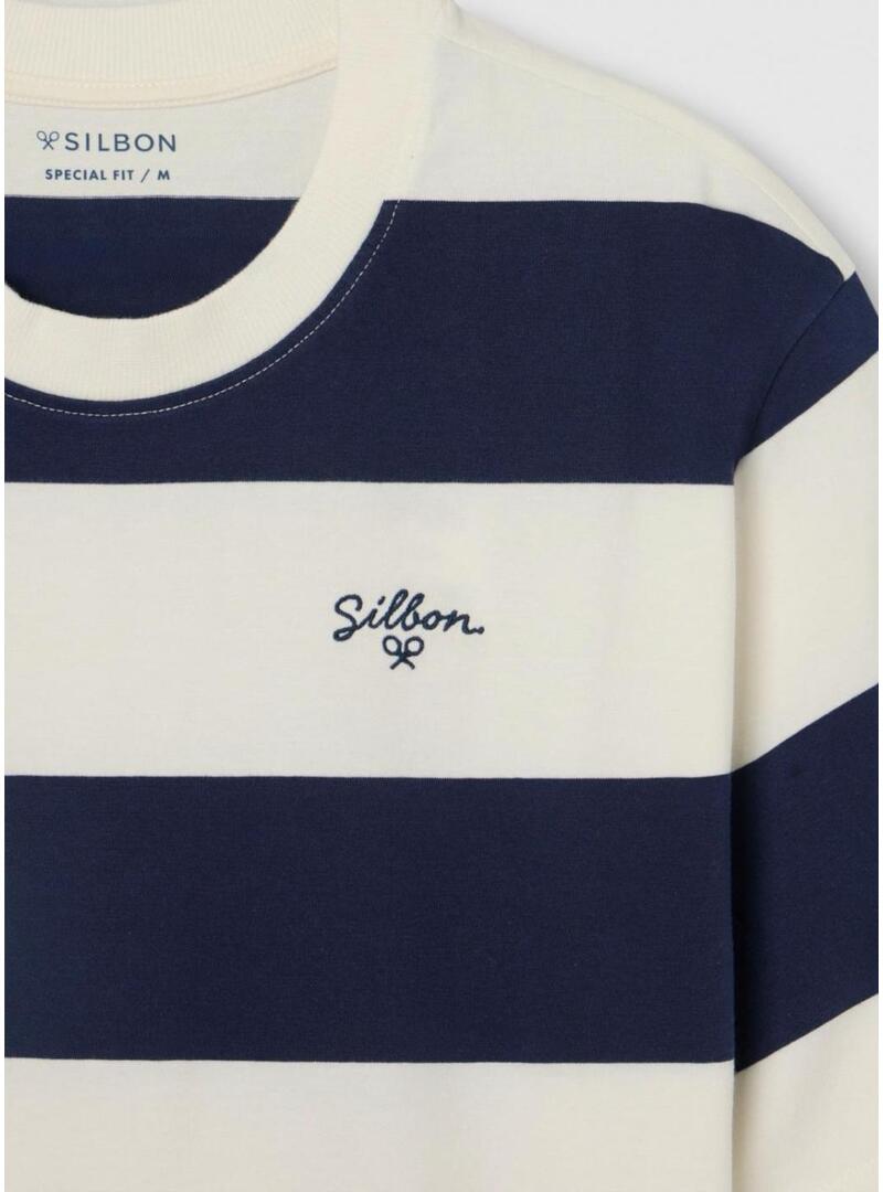 Camisa Silbon Special fit boxy listrada para homem.