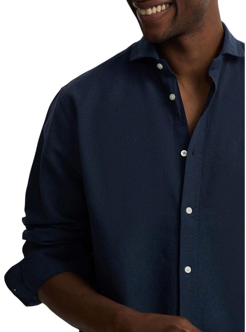 Camisa Silbon Sport Linho azul para homem