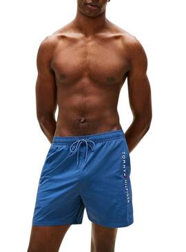 Calção de banho Tommy Hilfiger com logotipo azul para homem