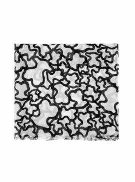 Lenço Tous Kaos estampado ursos branco e preto para mulher.
