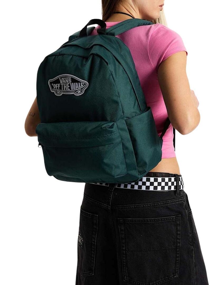 Mochila Vans Old Skool clássica verde para mulher e homem.