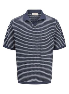 Camisa polo Jack and Jones Nantucket listrada azul para homens.