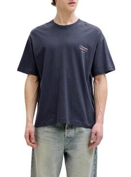 Camiseta Jack and Jones Montauk azul marinho para homem.