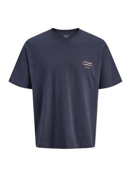 Camiseta Jack and Jones Montauk azul marinho para homem.