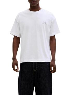 Camiseta Jack and Jones Montauk branca para homem.