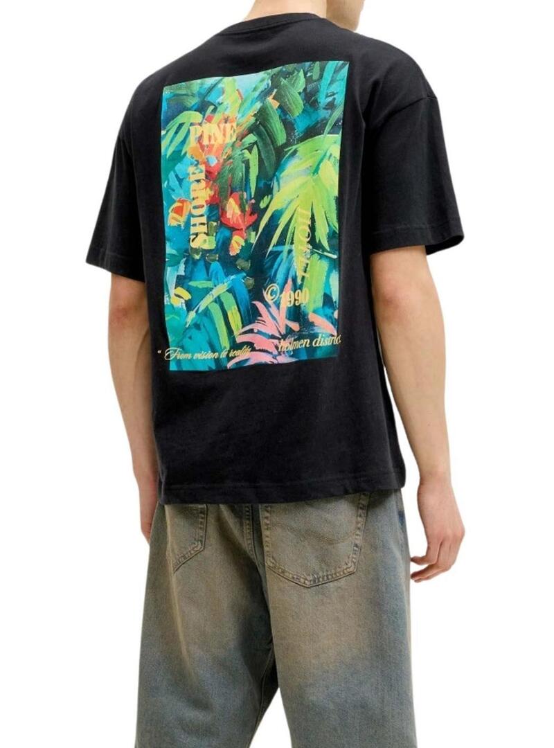 Camiseta Jack and Jones Montauk preta para homem.