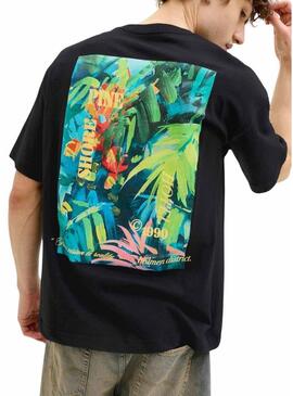 Camiseta Jack and Jones Montauk preta para homem.