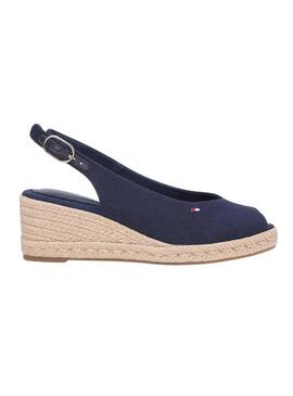 Espadrilhas Tommy Hilfiger sem salto em azul marinho com cunha média para mulher.