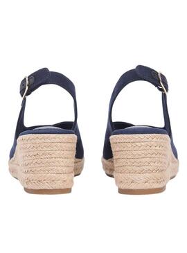 Espadrilhas Tommy Hilfiger sem salto em azul marinho com cunha média para mulher.