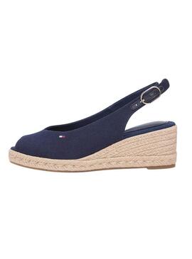 Espadrilhas Tommy Hilfiger sem salto em azul marinho com cunha média para mulher.