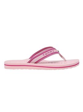 Chinelos Tommy Hilfiger Webbing rosa para mulher.