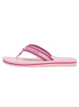 Chinelos Tommy Hilfiger Webbing rosa para mulher.