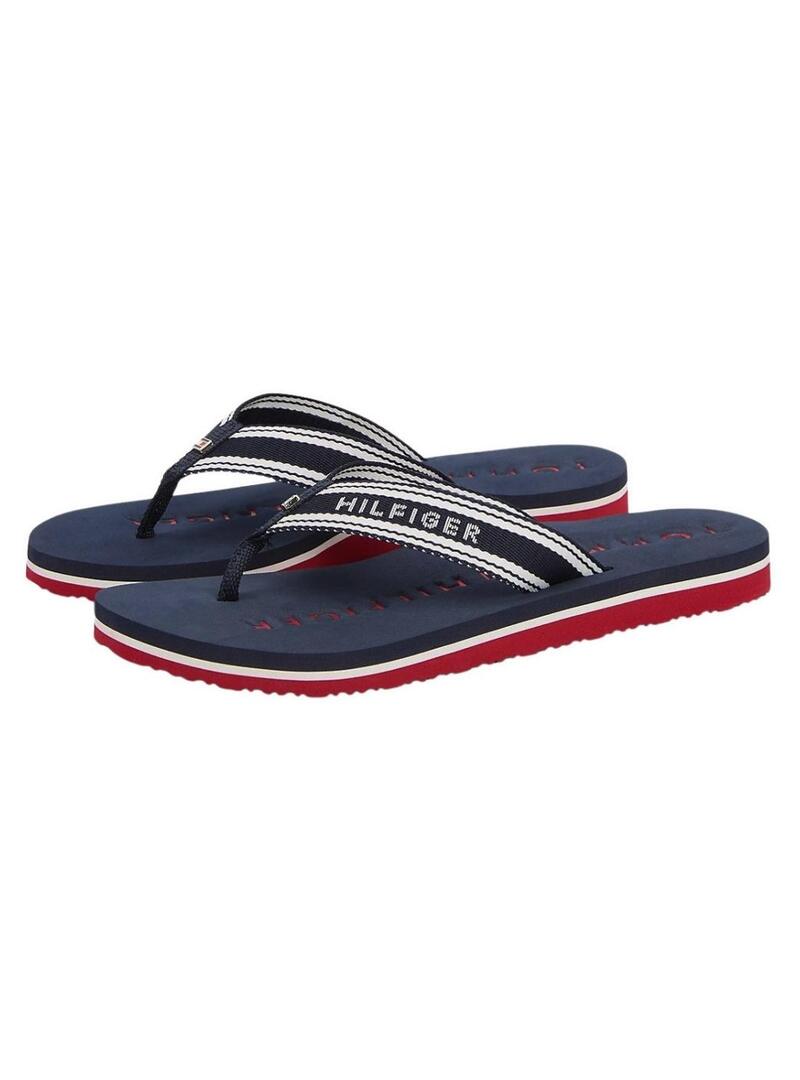 Chinelos Tommy Hilfiger Webbing marinho para mulher