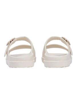 Sandálias Tommy Hilfiger Light de dupla tira bege para mulher.