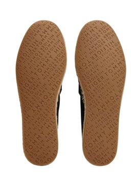 Alpargatas Tommy Hilfiger Flag Canvas preto para mulher.