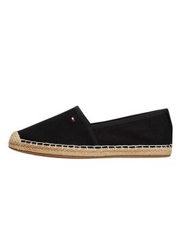 Alpargatas Tommy Hilfiger Flag Canvas preto para mulher.