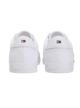 Sapatilhas de couro branco Tommy Hilfiger Vulc Core para homem.