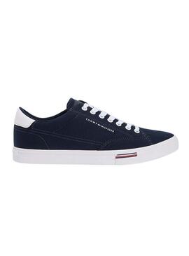 Sapatilhas Tommy Hilfiger Vulc Core em lona marinha para homem.