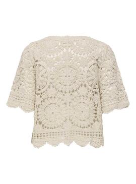 Camiseta Only Waterly bege para mulher.