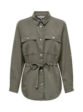 Camisa de superposición verde Only Laris para mujer.