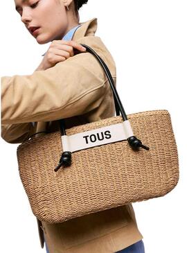 Cesto Tous grande Scoubidou natural e preto para mulher.